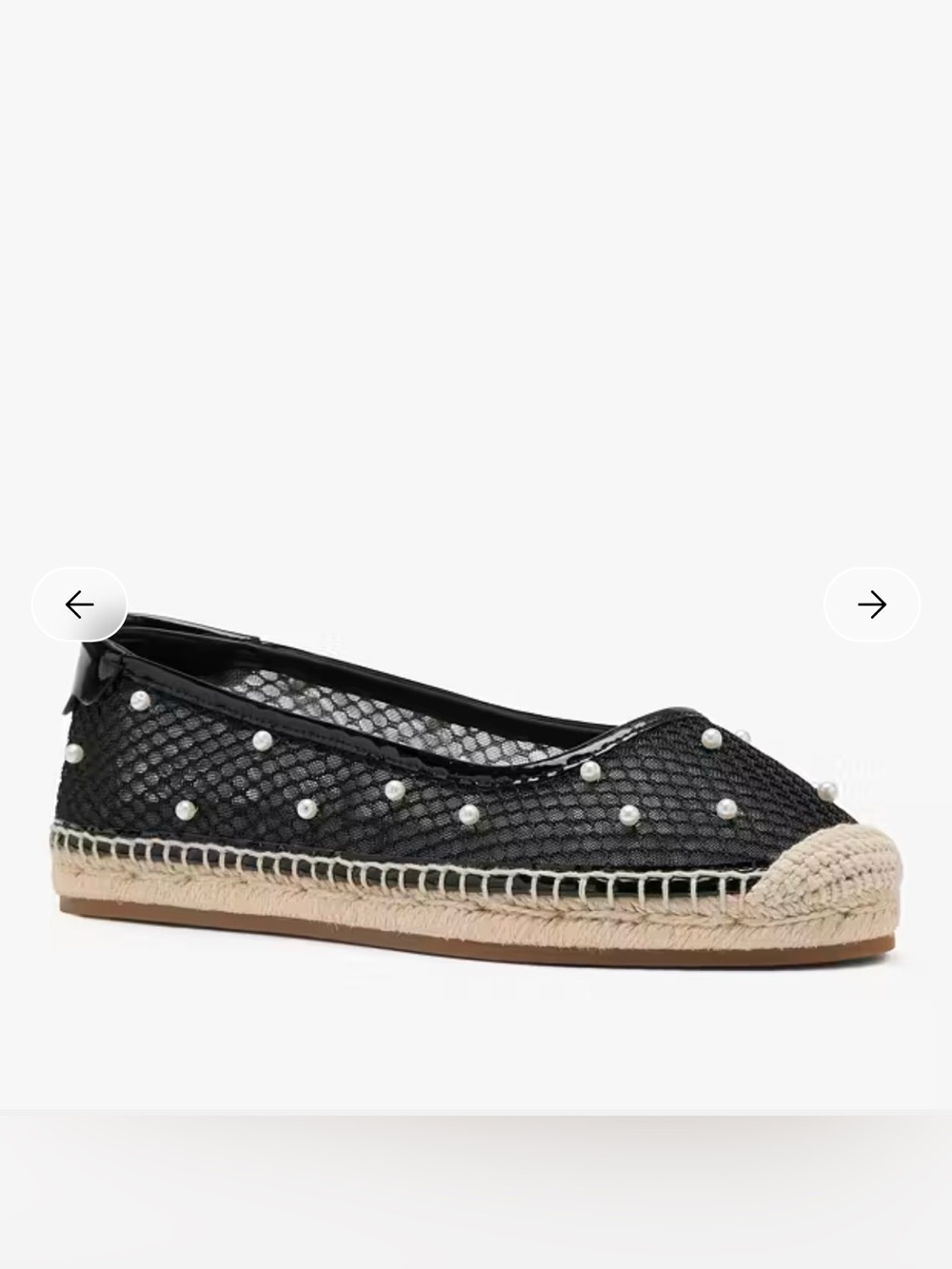 New Kate spade size 7  Black Mesh fishnet Pearl-Embellished Espadrille Flat